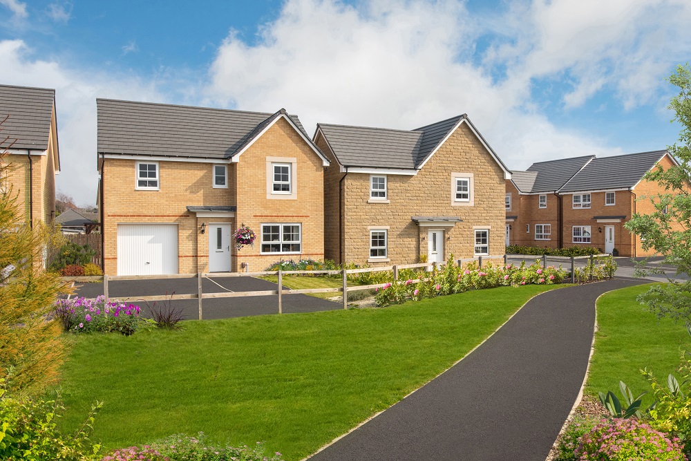 Barratt homes with surrounding green, open space